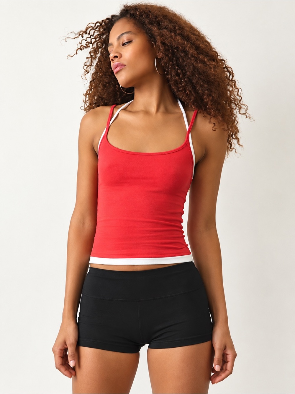 Urban Outfitters Out From Under Layered Halter Cami – Red/White – Small